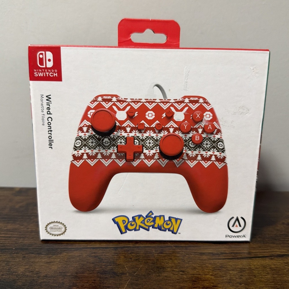 NEW PowerA Wired Nintendo Switch Controller: Pokémon Holiday Sweater Pikachu
